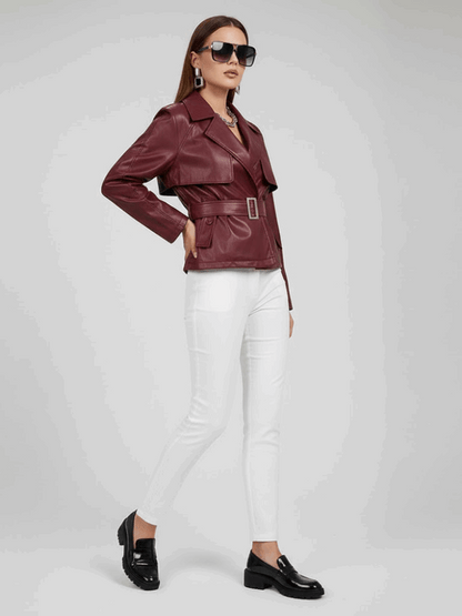 Veste col classique zip bordeaux structurée oversize