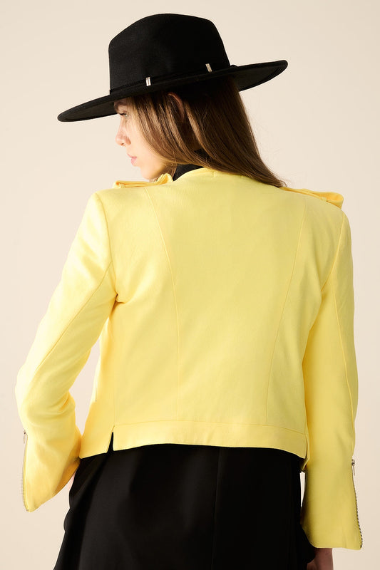 Veste jaune avec détails zippés MyParisMonaco