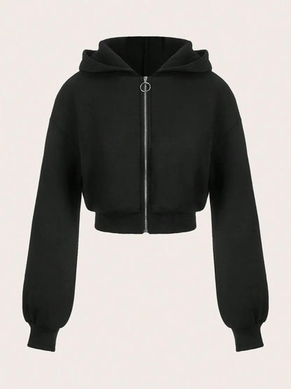 Sweat à capuche crop zippé manches longues MyParisMonaco