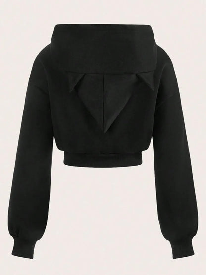 Sweat à capuche crop zippé manches longues MyParisMonaco