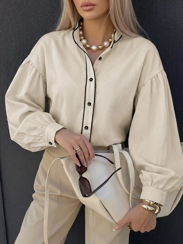 Chemise à manches longues et bordures contrastantes