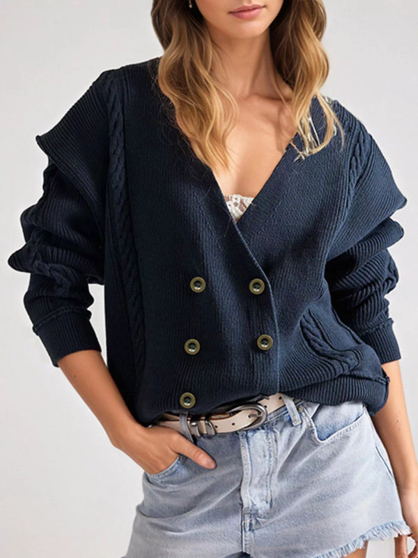 Gilet croisé en maille torsadée