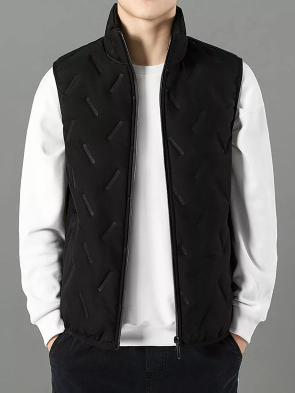 Gilet matelassé homme col montant zip matelassage géométrique relief