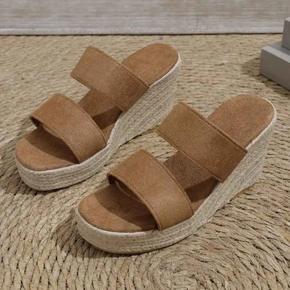 Sandales compensées bout ouvert talon mi-haut