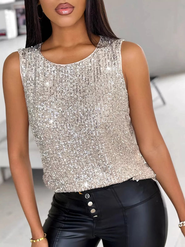 Débardeur à sequins et col rond