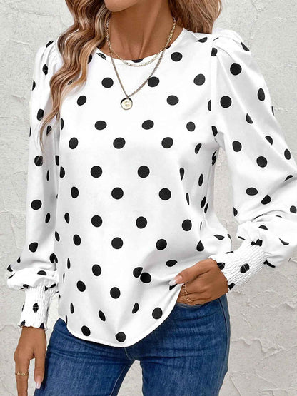 Blouse à pois manches longues