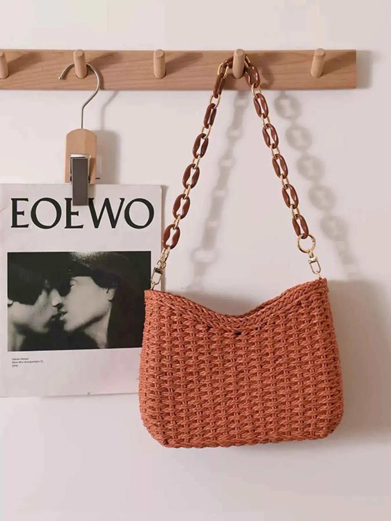 Petit sac à épaule en paille tressée