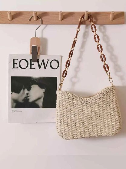 Petit sac à épaule en paille tressée