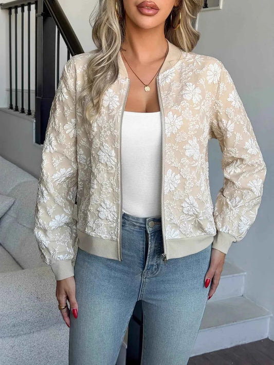 Veste légère zippée à imprimé floral