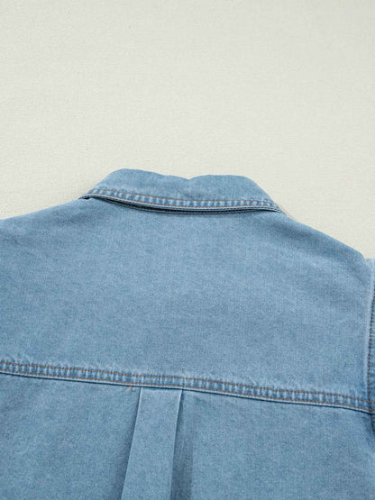 Chemise en jean boutonnée à volants
