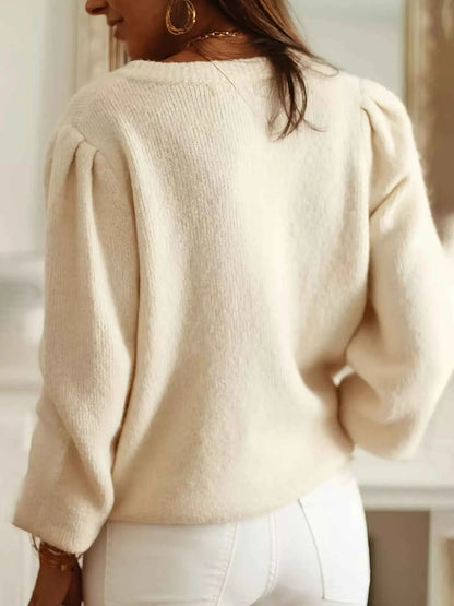 Cardigan boutonné manches longues à broderie anglaise