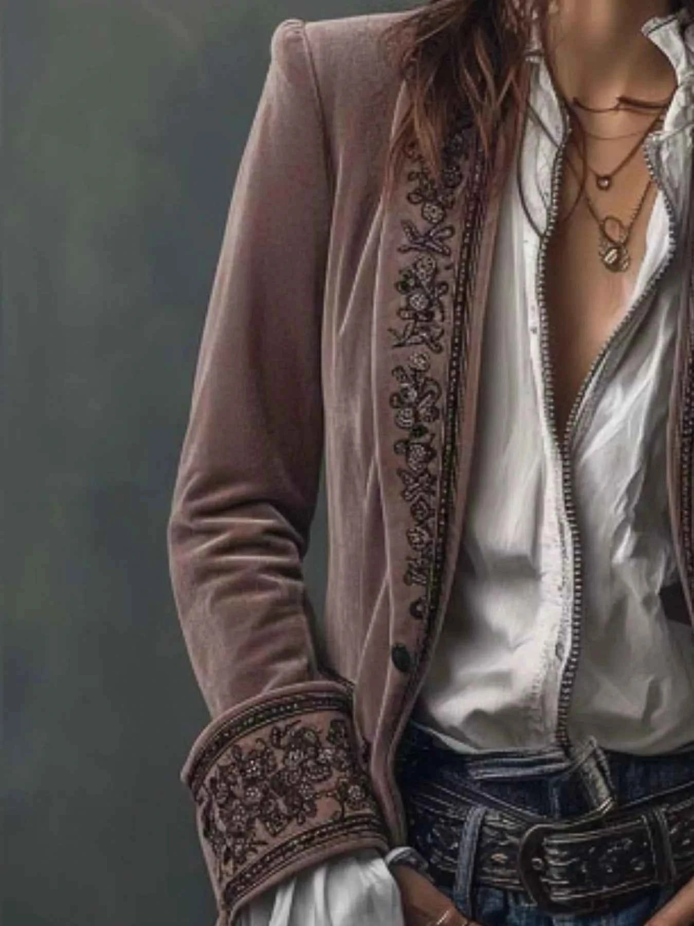 Veste boutonnée à imprimé floral