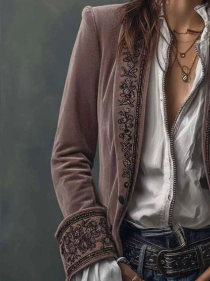 Veste boutonnée à imprimé floral