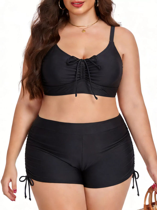 Ensemble de bain froncé avec cordon, grande taille