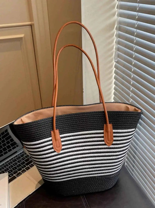 Sac à bandoulière tressé rayé