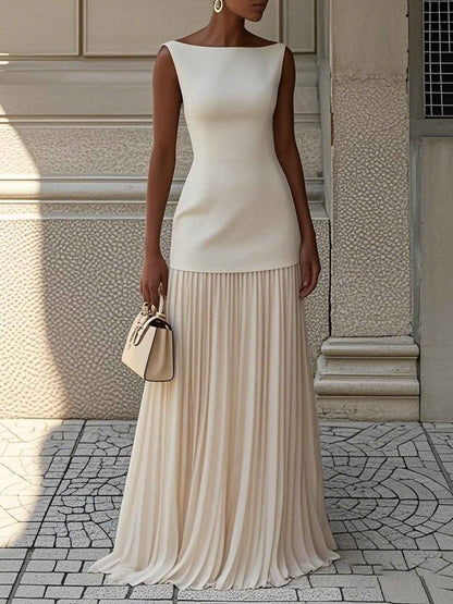 Robe maxi sans manches à plis