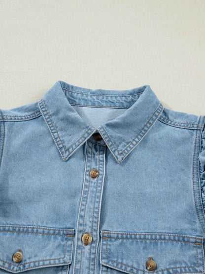 Chemise en jean boutonnée à volants