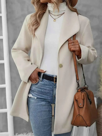 Manteau oversize col à revers bouton unique en mélange laine