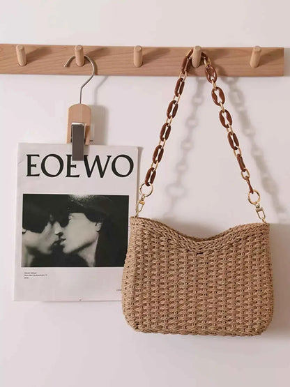 Petit sac à épaule en paille tressée