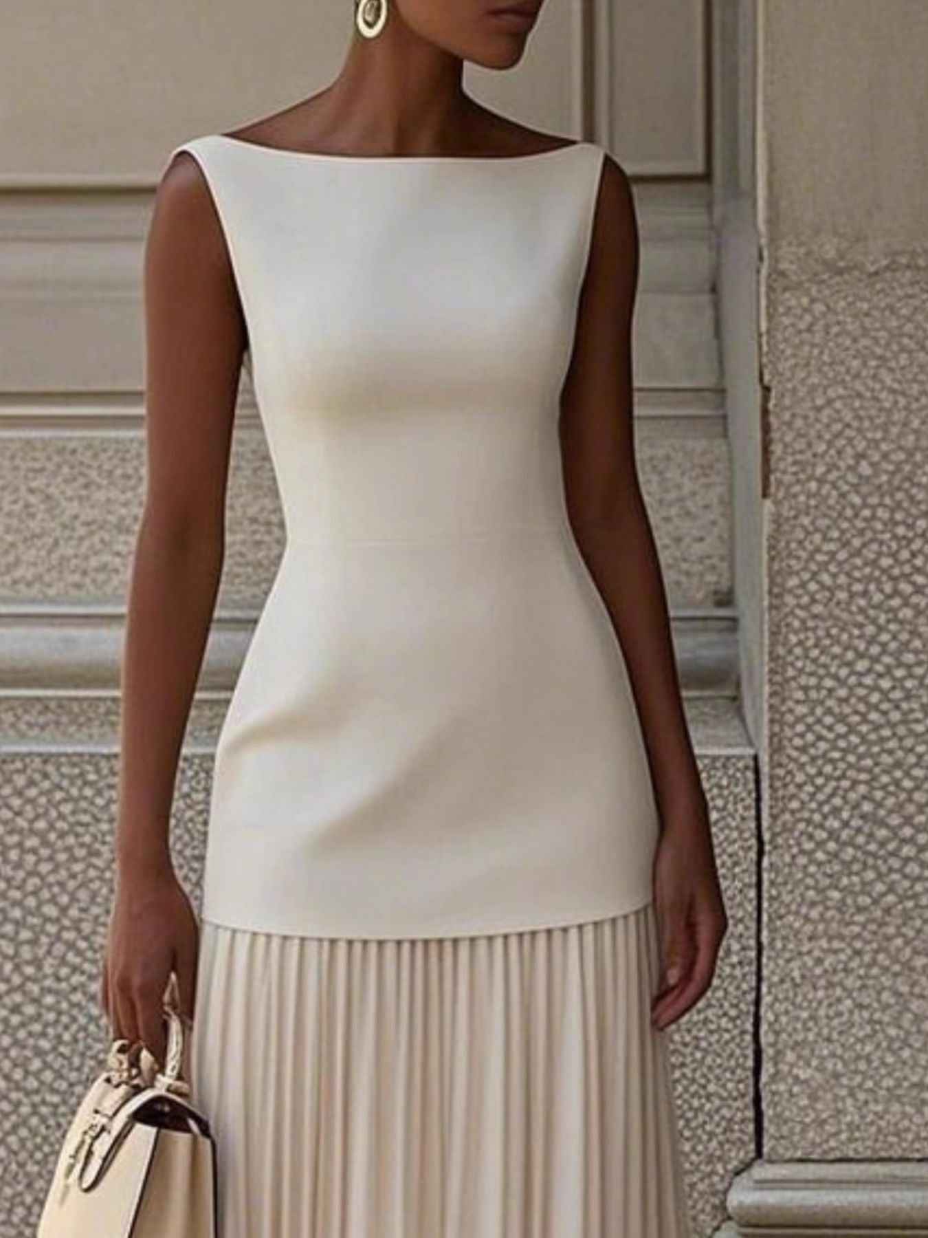 Robe maxi sans manches à plis