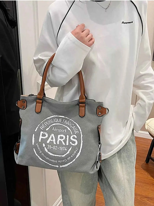 Sac à main en daim gris à motif graphique