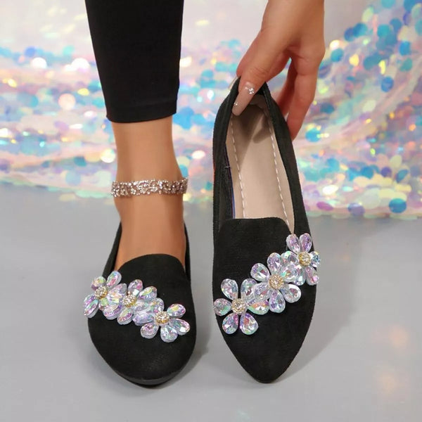 Ballerines bout pointu strass slip-on