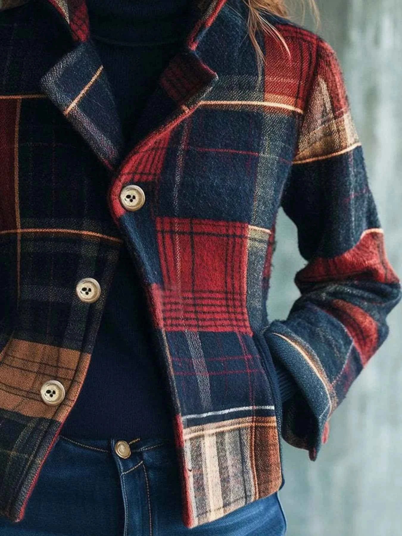 Blazer boutonné à carreaux