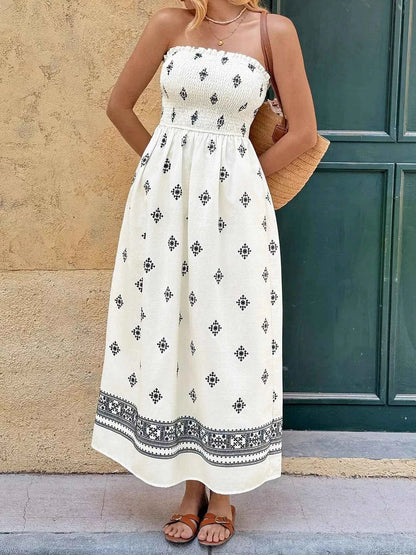 Robe midi bustier smockée