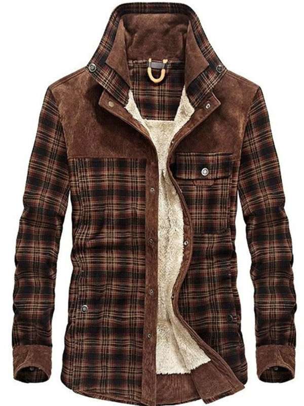 Veste à carreaux doublée polaire grande taille