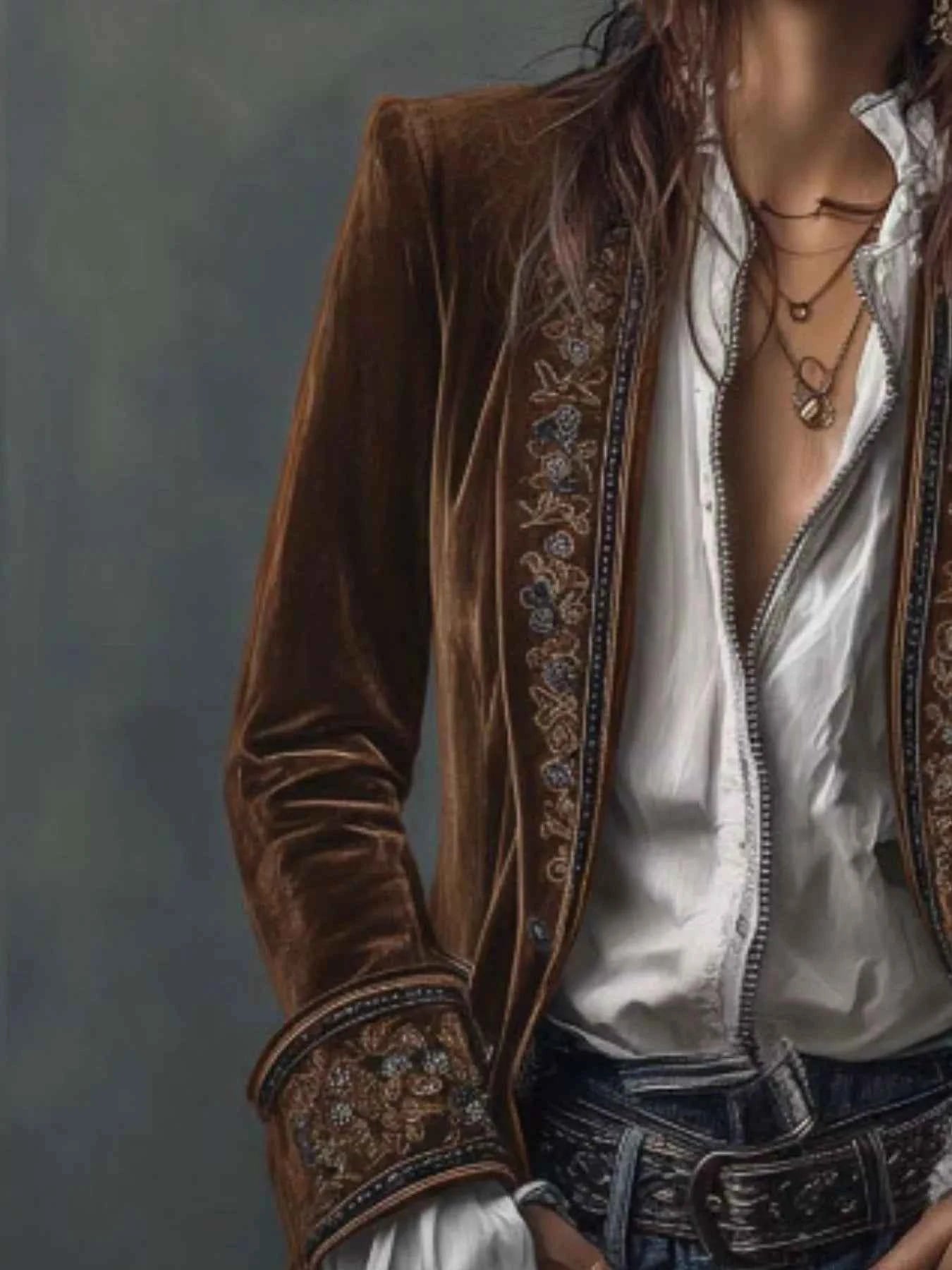 Veste boutonnée à imprimé floral