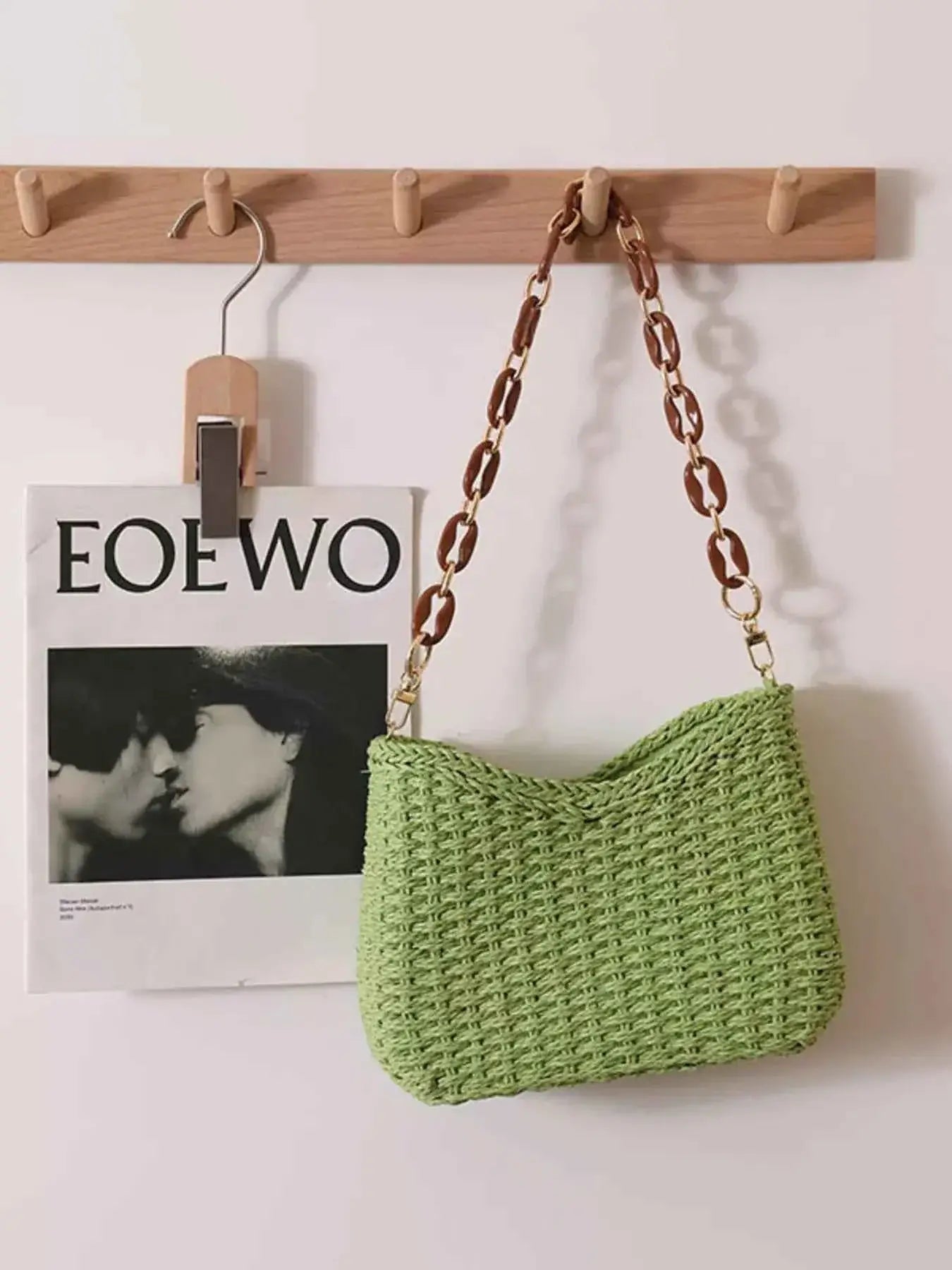 Petit sac à épaule en paille tressée