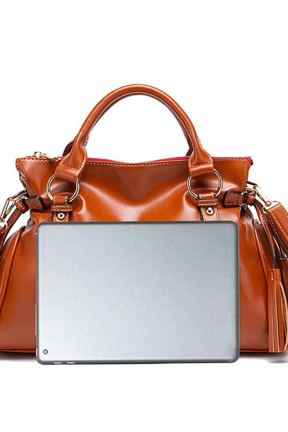 Sac à main en cuir à pompons
