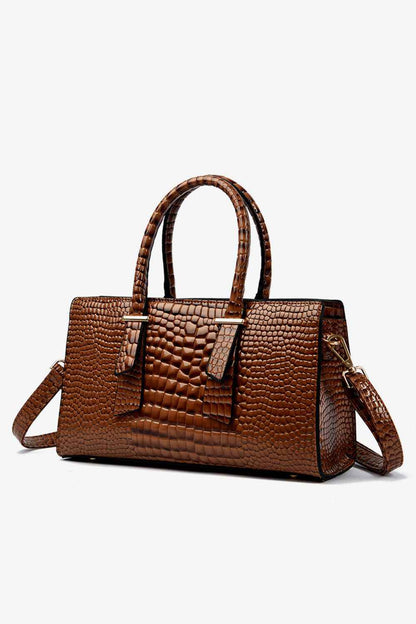 Grand sac en cuir texturé brun foncé