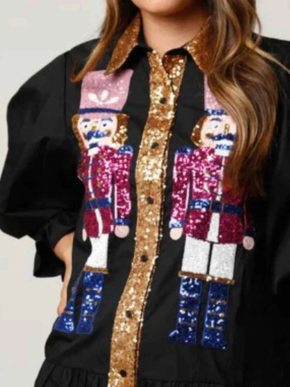 Robe chemise à paillettes étagée