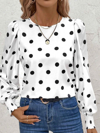 Blouse à pois manches longues