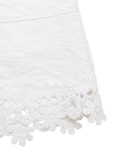 Short taille élastique à cordon et bordure en dentelle