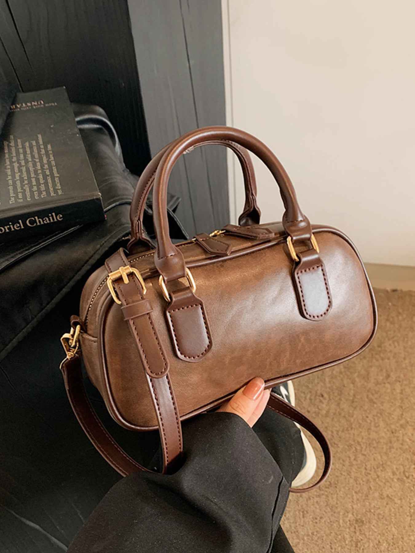 Sac bandoulière tonneau style vintage