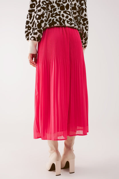 Jupe midi plissée en mousseline fuchsia MyParisMonaco