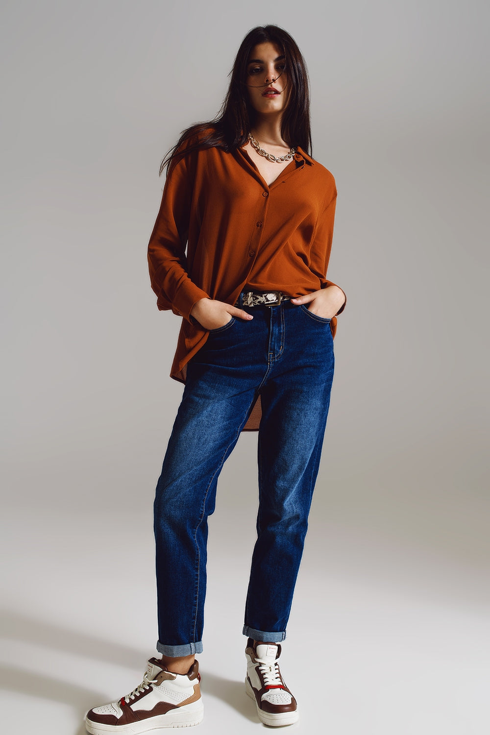 Chemise en mousseline camel à col polo MyParisMonaco