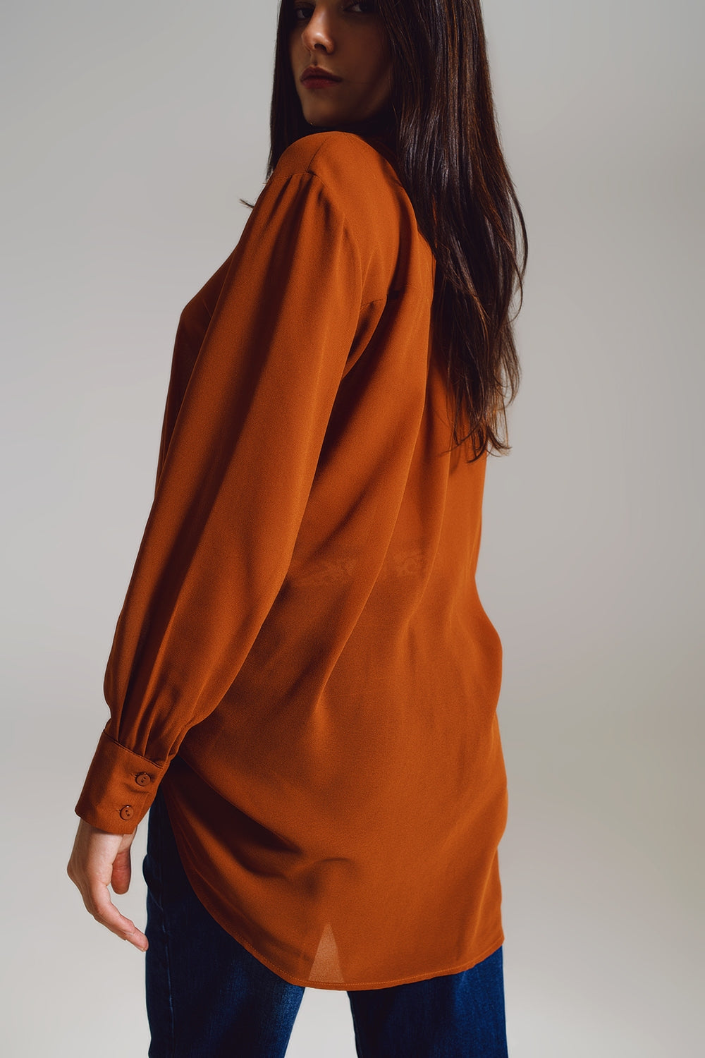 Chemise en mousseline camel à col polo MyParisMonaco