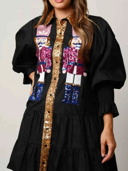 Robe chemise à paillettes étagée