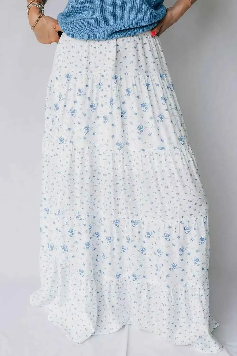 Jupe longue boho à taille haute et imprimé floral