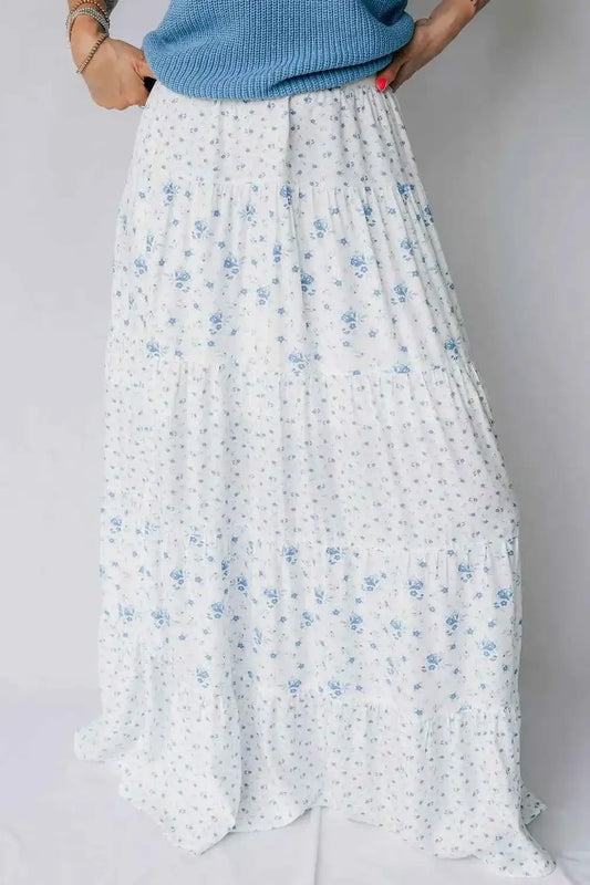 Jupe longue boho à taille haute et imprimé floral