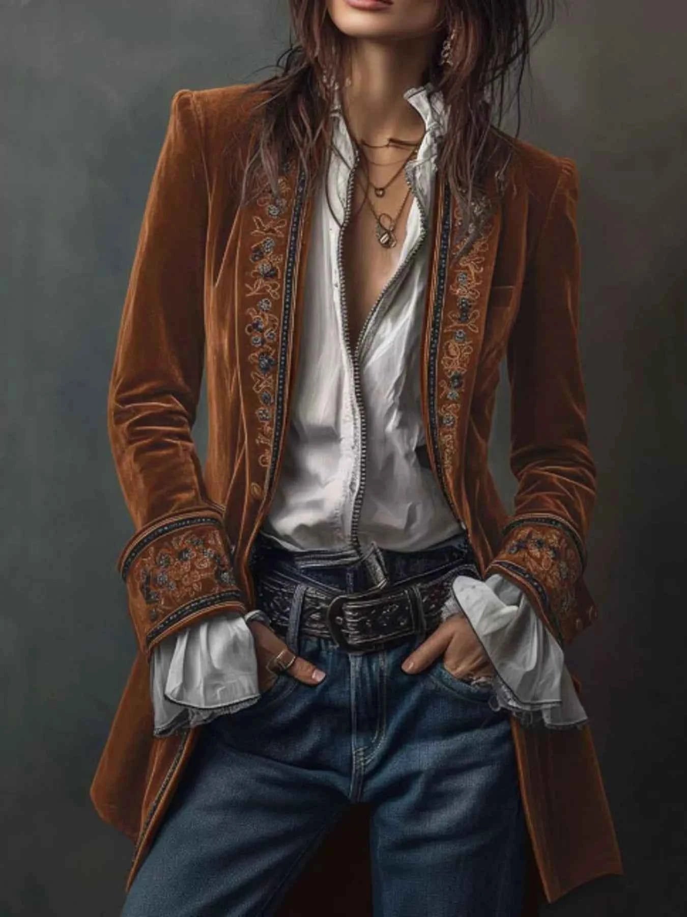 Veste boutonnée à imprimé floral