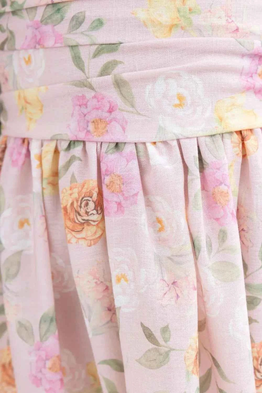 Robe midi camisole à bretelles nouées et imprimé