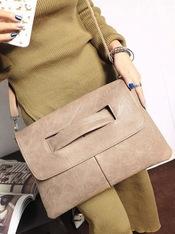 Sac bandoulière carré en simili-cuir tan
