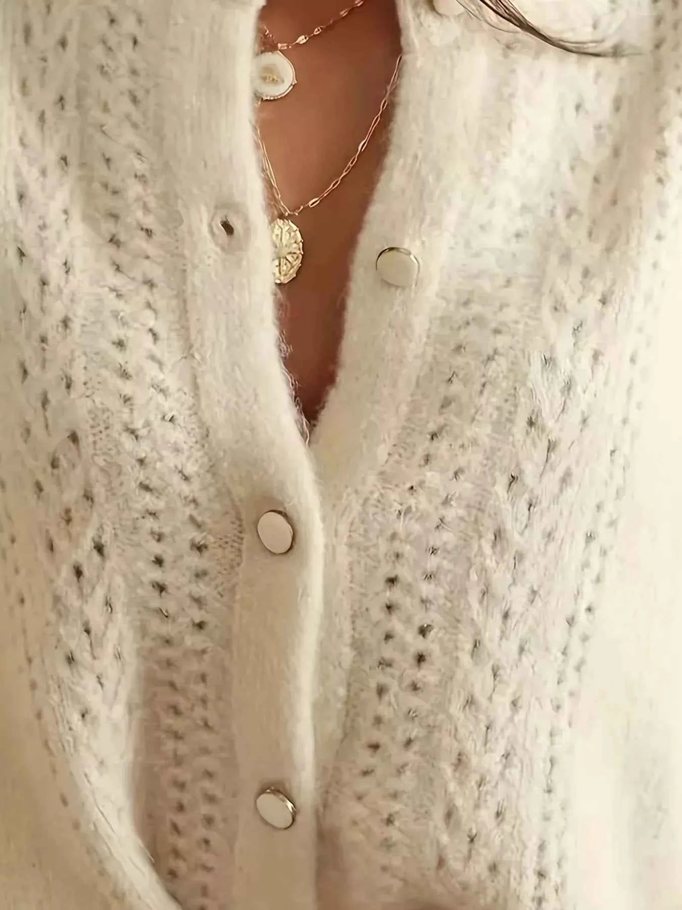 Cardigan boutonné manches longues à broderie anglaise