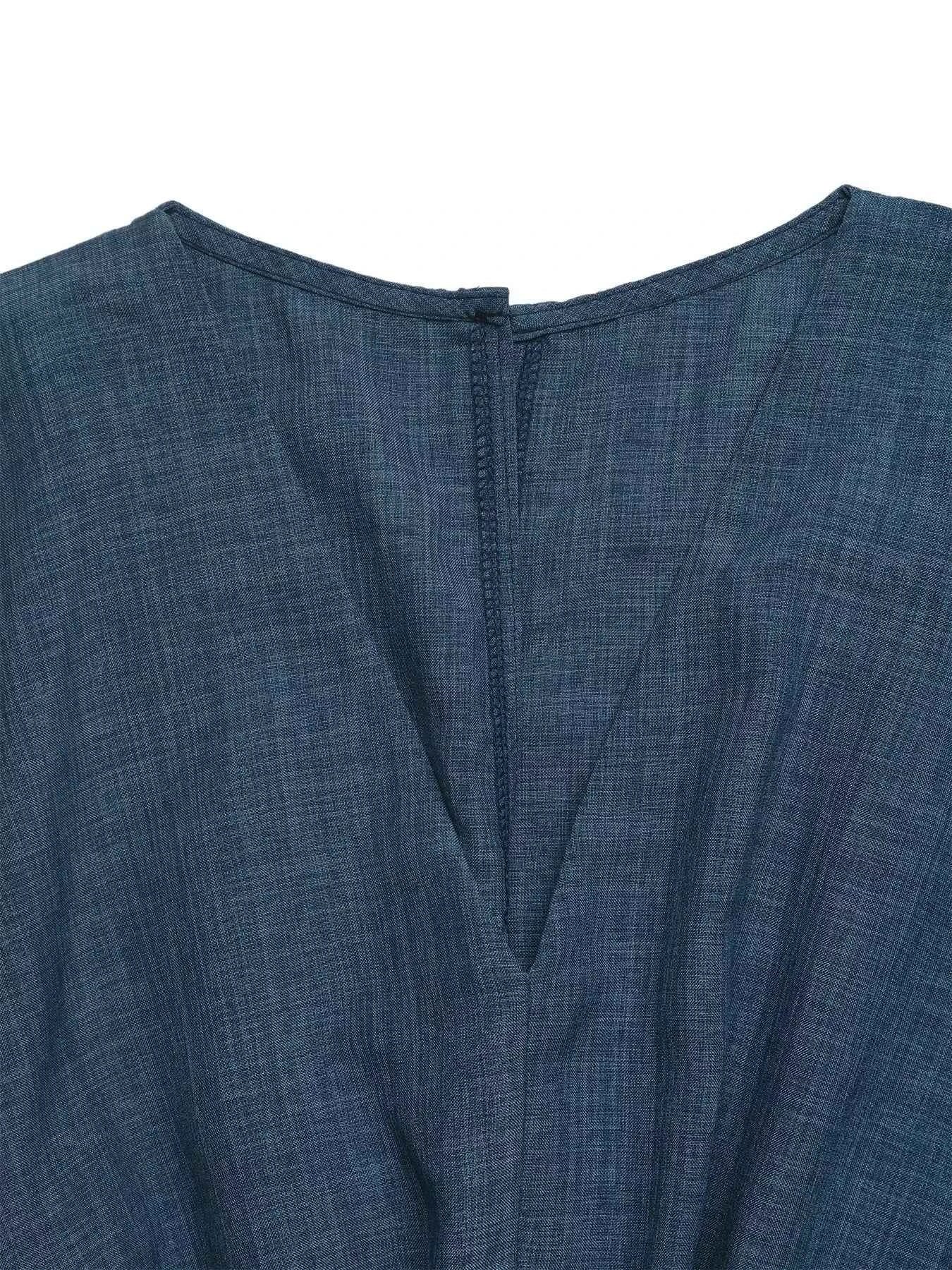 Combishort décontracté col V à taille élastique