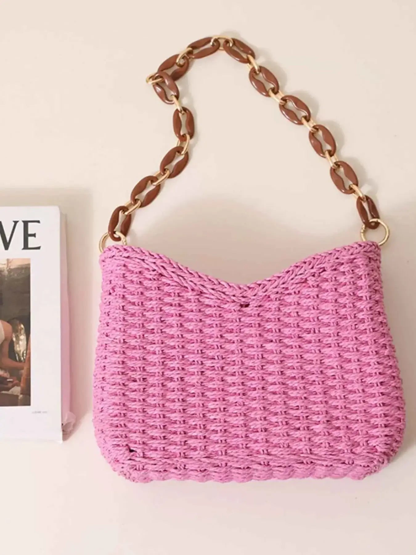 Petit sac à épaule en paille tressée