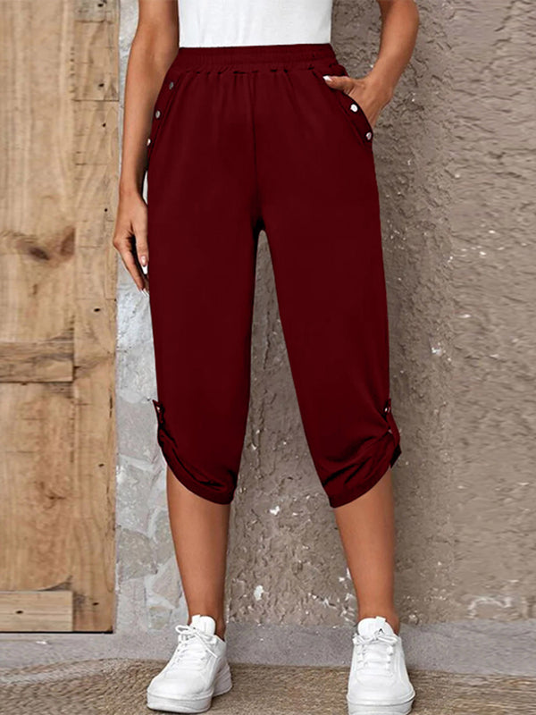 Pantalon capri oversize à revers retroussables